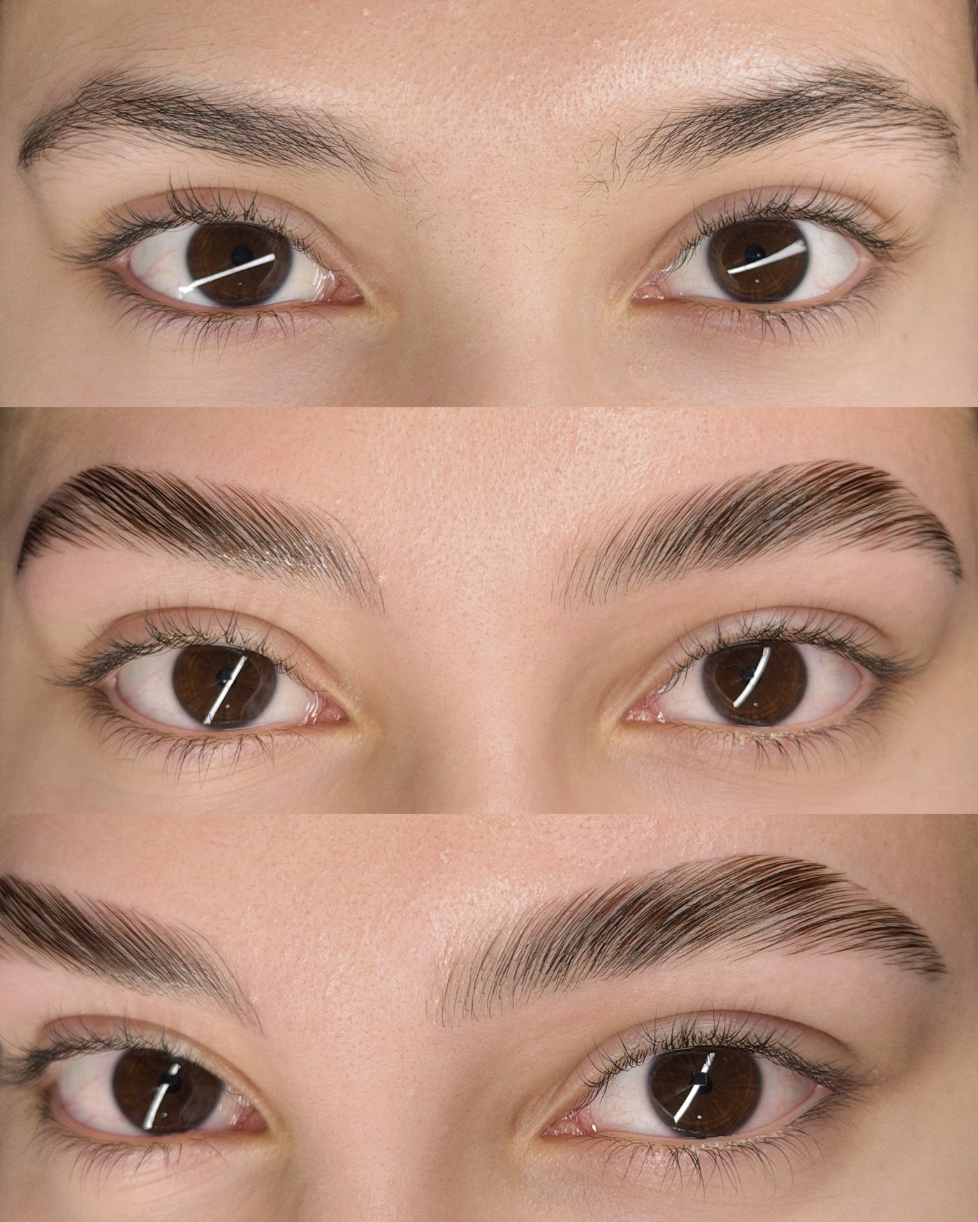 Antes e depois de Brow Lamination