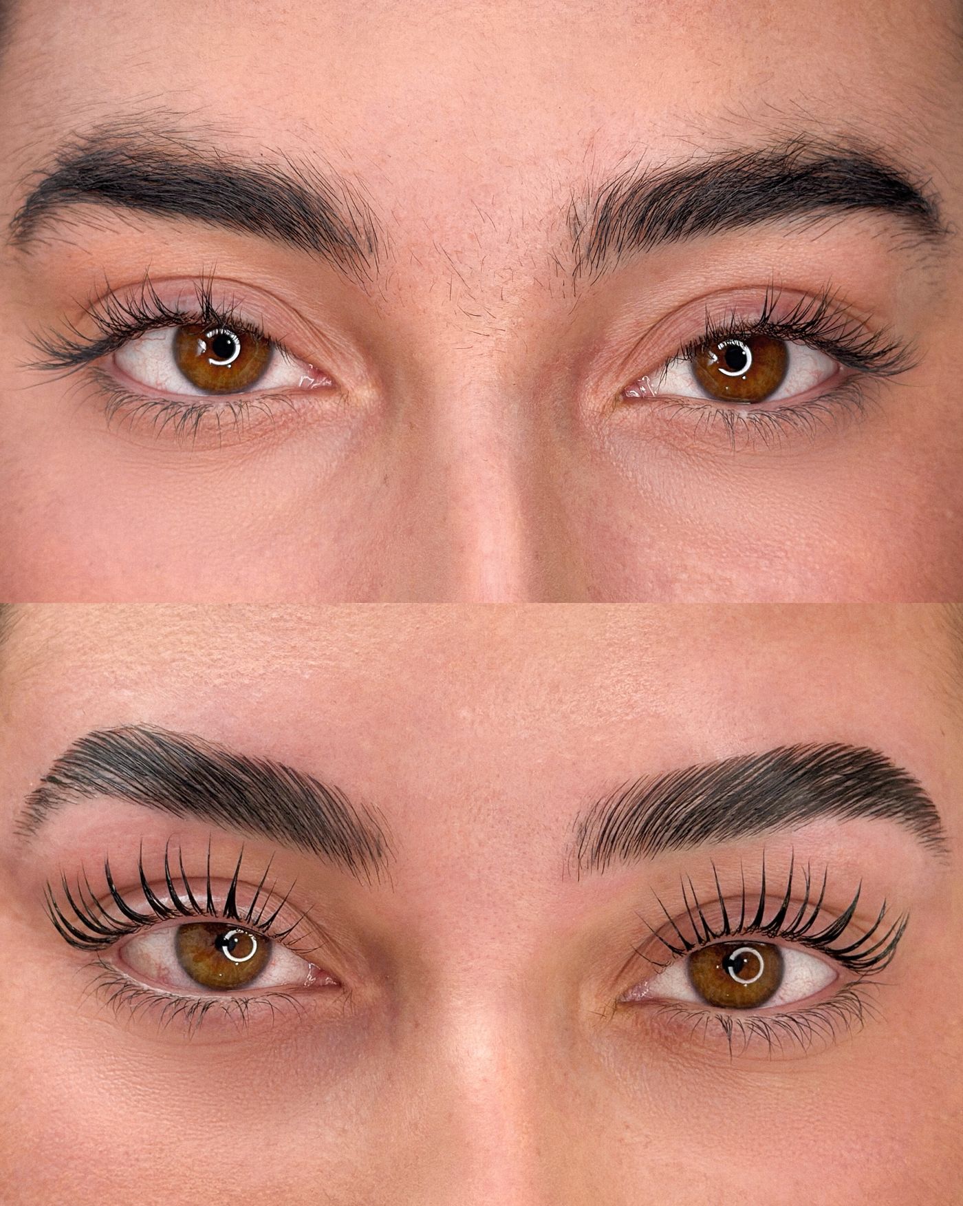 Antes e depois de Brow Lamination